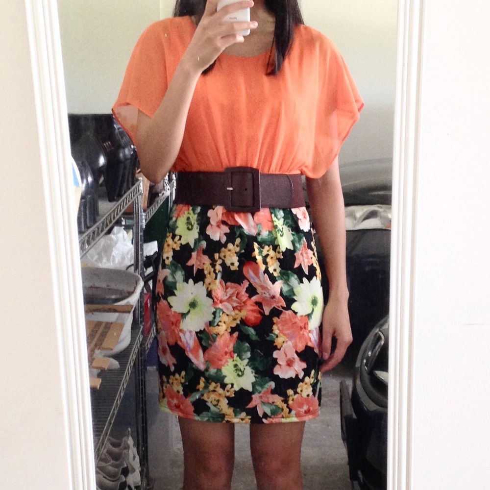 Orange Floral Day Dress